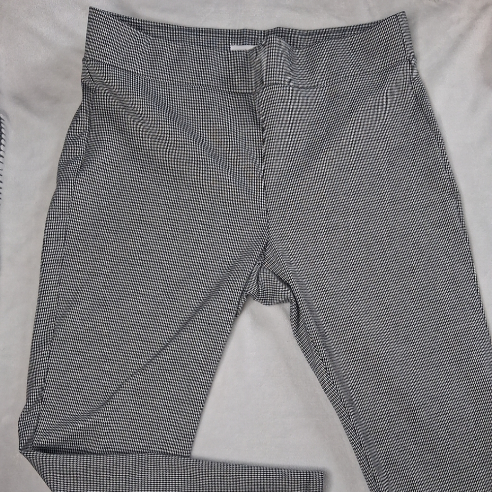 LOFT Black White Houndstooth Leggings Ponte Pants Pull-on Elastic Waist PXL Cop - Picture 3 of 15
